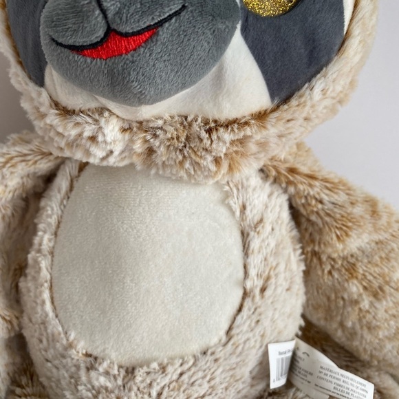 Nanco Sloth Plush 12" Frosty Brown Gold Glitter Eyes Long Tail,‎ Soft, Sensory - Picture 4 of 11